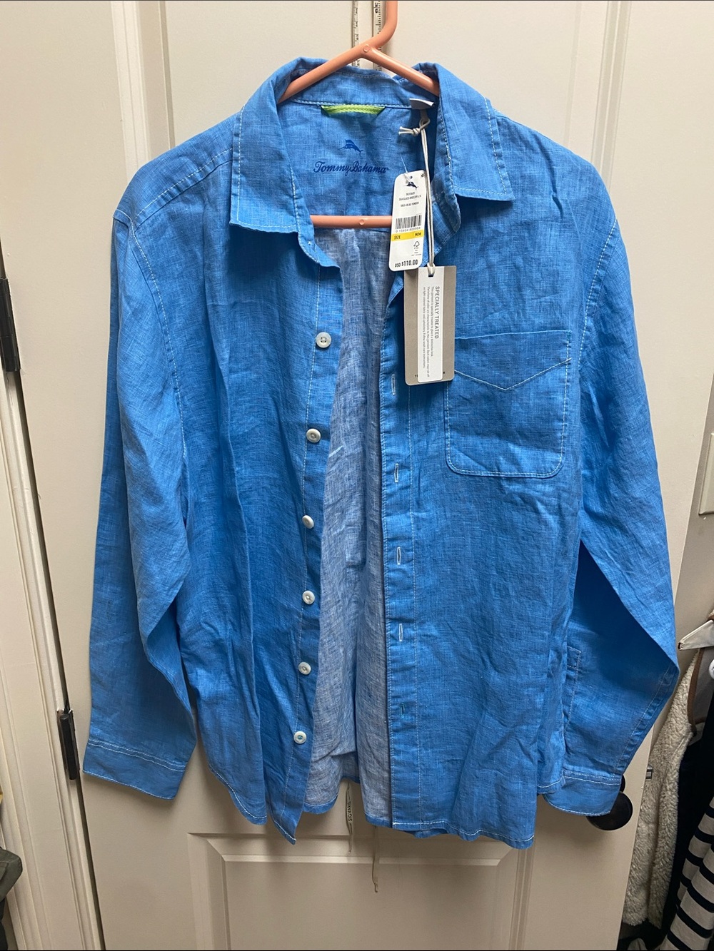 Tommy Bahama Bright Blue Linen Shirt Jacket